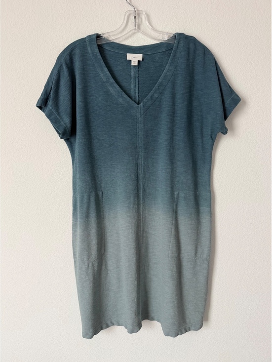 J. Jill Dresses & Skirts - J. Jill Short Sleeve V-Neck 100% Cotton Blue/Gray Ombre Dress Size S Petite